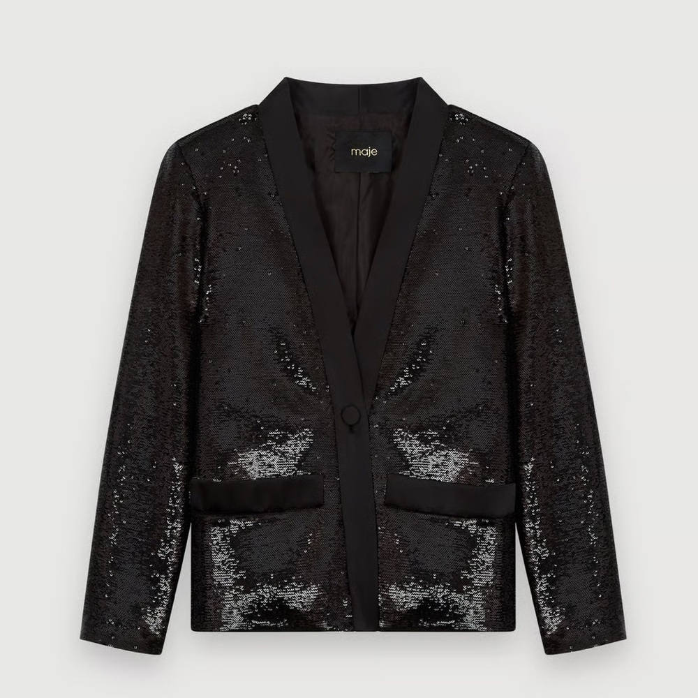 Maje Black sequin blazer Sz36 NWOT